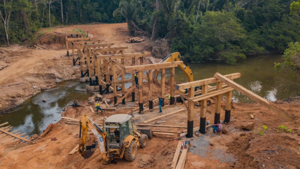 Saiba como está o andamento da obra da nova ponte sobre o Rio São Domingos em Jaru, RO