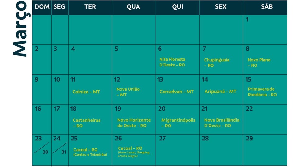 Calendário de Março