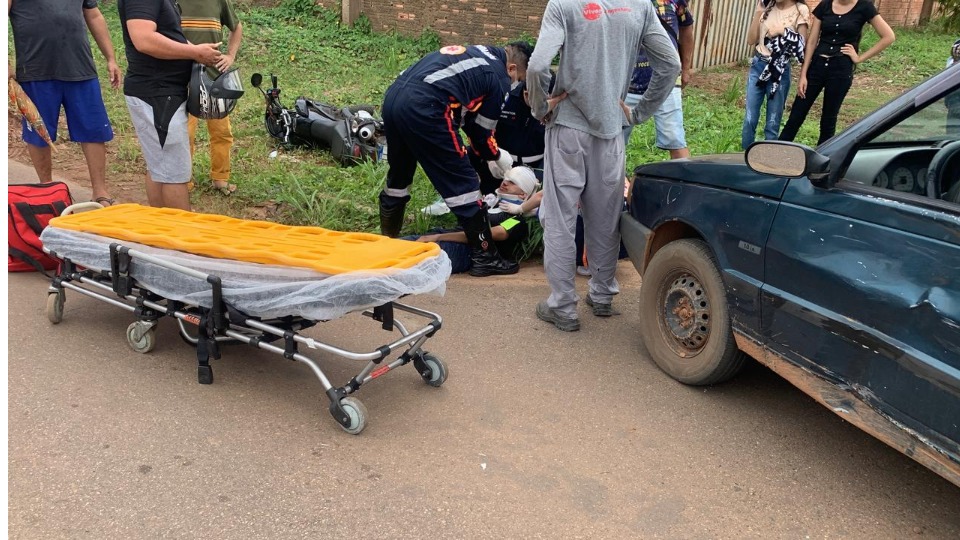 URGENTE: Motociclista fica ferido após colisão no bairro Lagoa em Porto Velho; veja o vídeo 