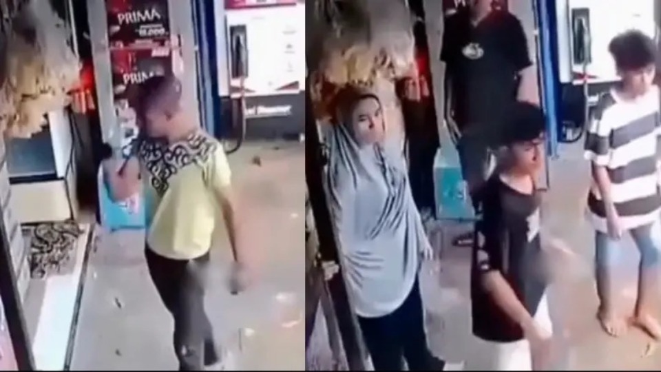 VÍDEO: Jovens se unem para impedir que homem agrida dona de loja 