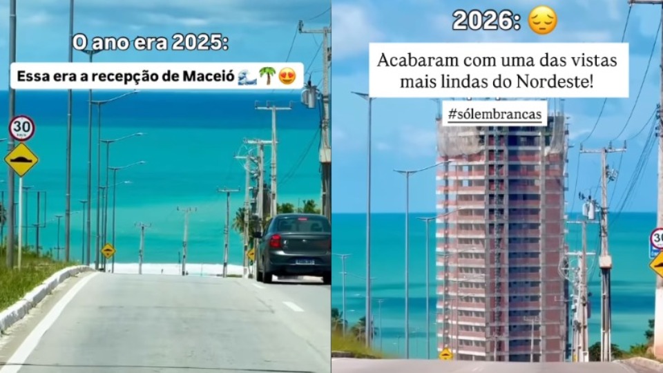 Vídeo: transformação da entrada de Maceió após construção de prédio  